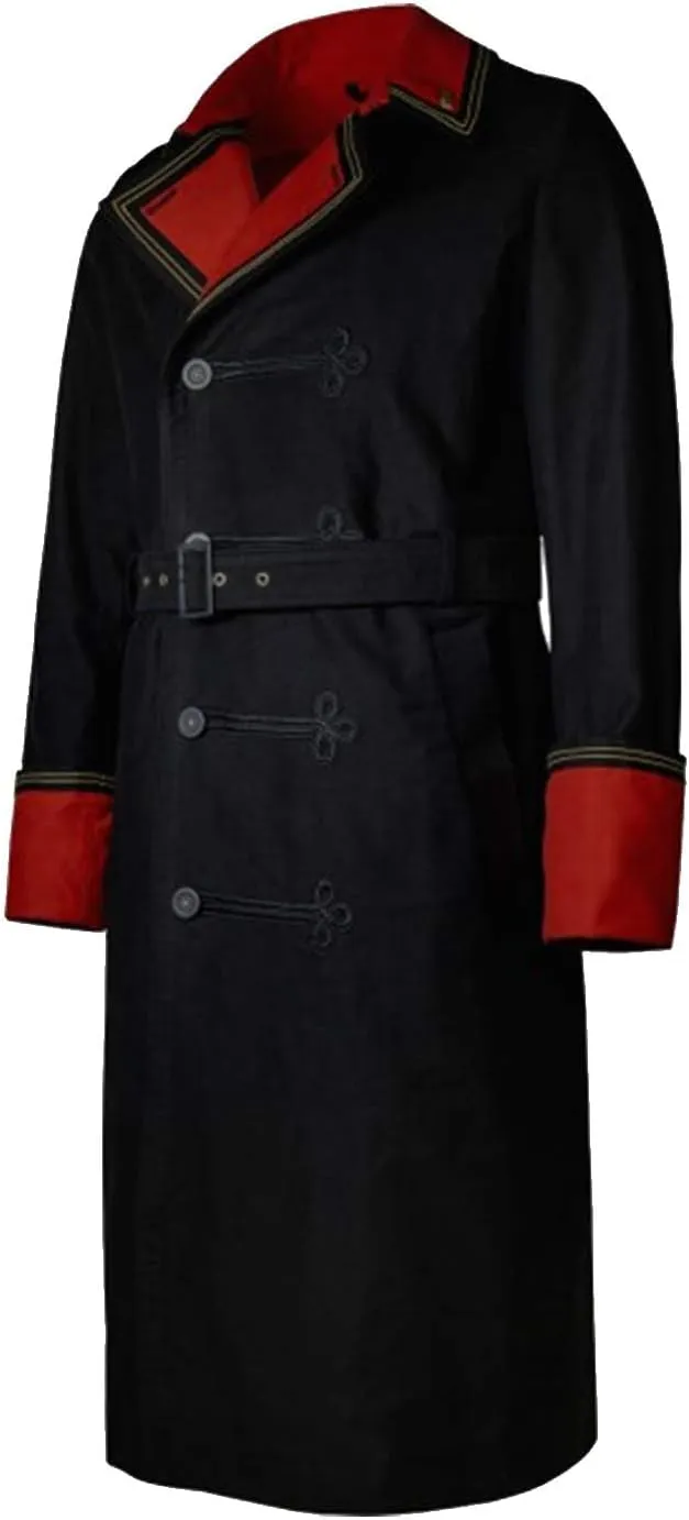 Commissar 40K Red Trench Coat Imperial Guard Twill Cotton Black Jacket