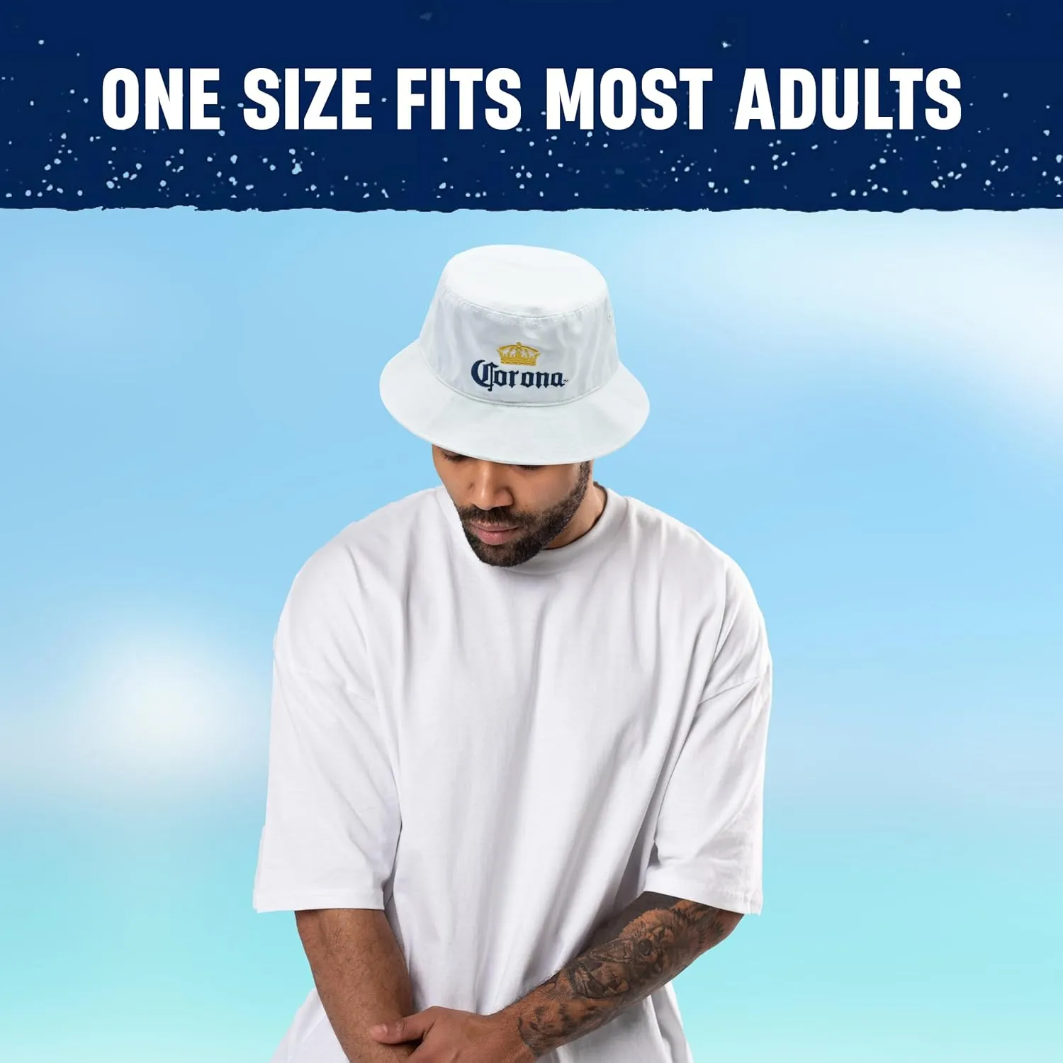 Concept One Women's Corona Extra Bucket Embroidered Logo, Packable Travel Sun Hat, Wide Brim Cap