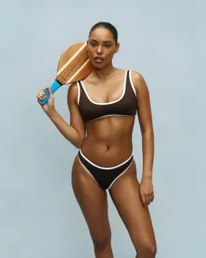 Contrast Scoop Bikini Top - Coffee Bean/Marshmallow White