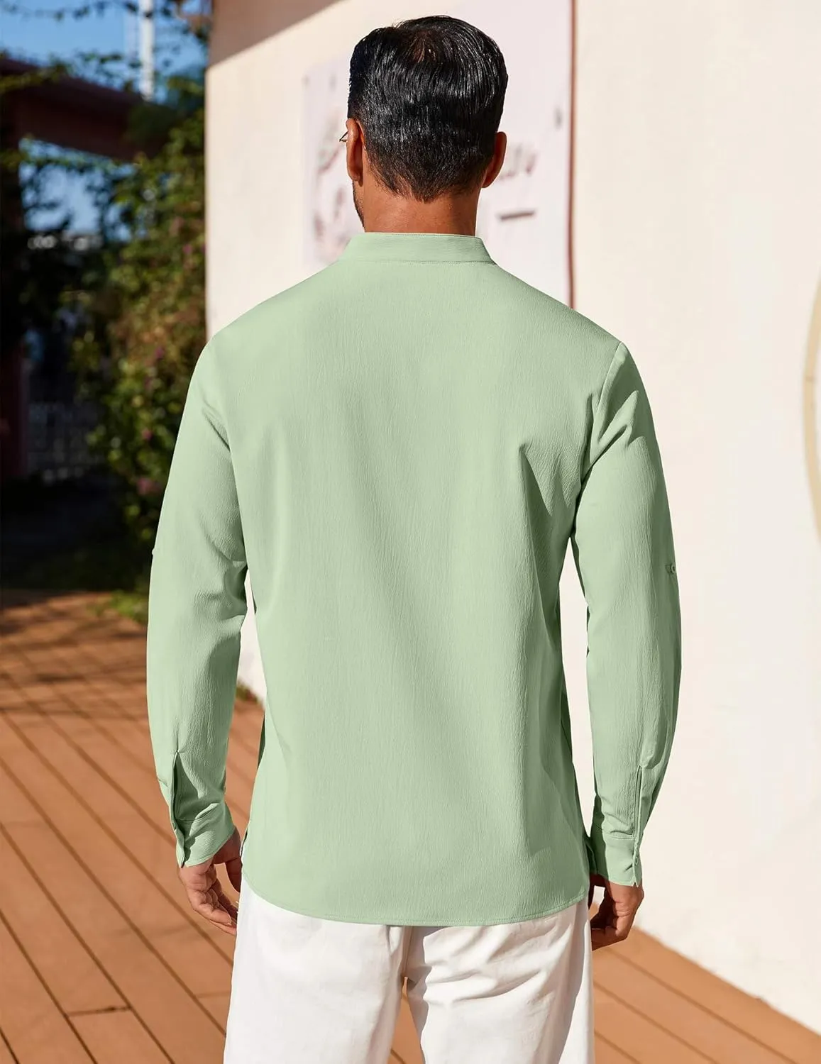 COOFANDY Men's Henley Shirt Long Sleeve Lightweight Casual T-Shirt Summer Beach Hippie Tee Shirt