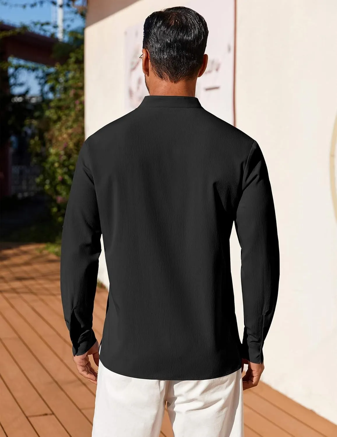COOFANDY Men's Henley Shirt Long Sleeve Lightweight Casual T-Shirt Summer Beach Hippie Tee Shirt