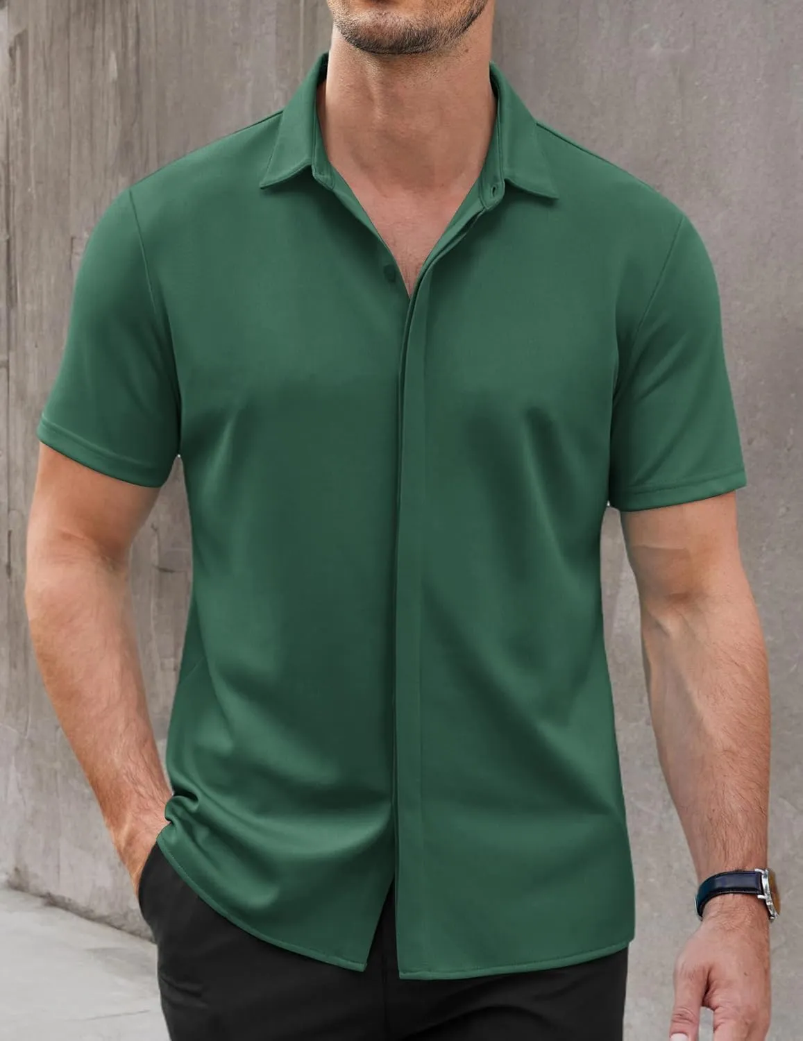 COOFANDY Mens Short Sleeve Wrinkle Free Shirt Casual Button Down Shirt Summer Dress Shirt