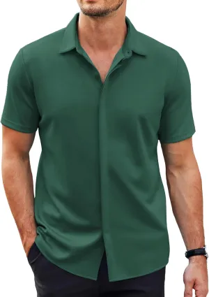 COOFANDY Mens Short Sleeve Wrinkle Free Shirt Casual Button Down Shirt Summer Dress Shirt