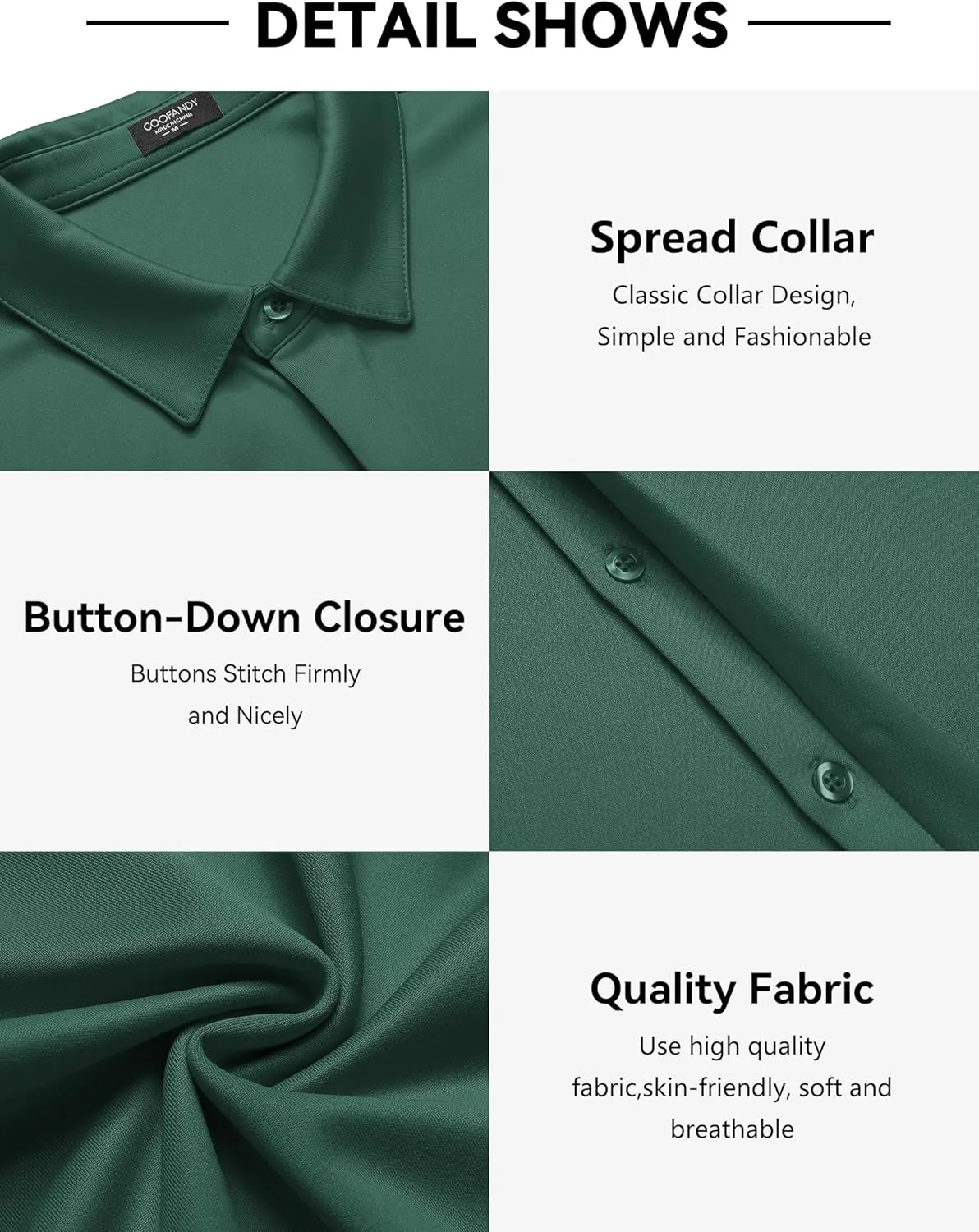 COOFANDY Mens Short Sleeve Wrinkle Free Shirt Casual Button Down Shirt Summer Dress Shirt