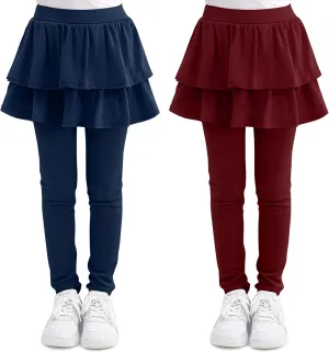 Cooraby 1/2/3 Pack Girls Leggings Toddler Girl Pants School Uniform Pants Warm Stretchy Skirt Leggings for Girls 2-14 Years
