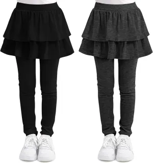 Cooraby 1/2/3 Pack Girls Leggings Toddler Girl Pants School Uniform Pants Warm Stretchy Skirt Leggings for Girls 2-14 Years