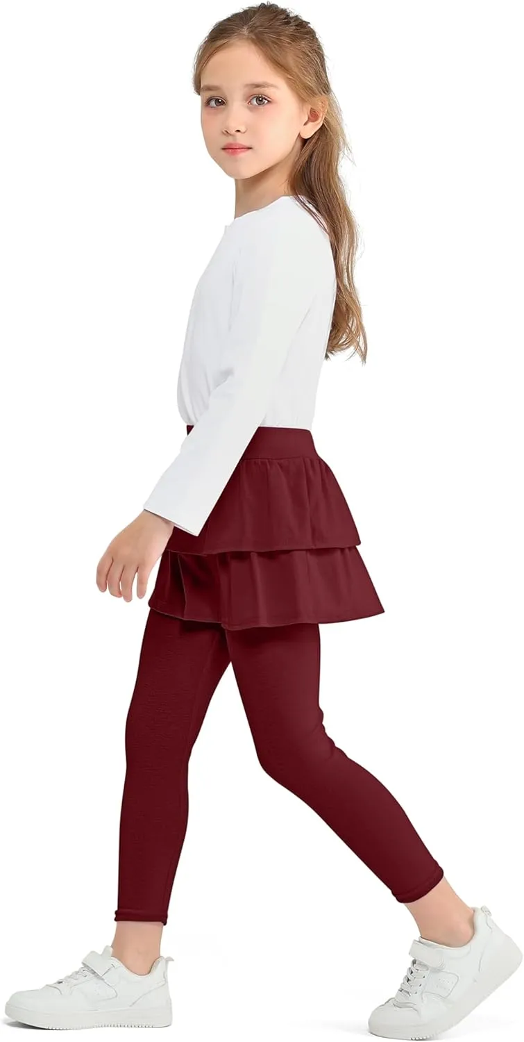 Cooraby 1/2/3 Pack Girls Leggings Toddler Girl Pants School Uniform Pants Warm Stretchy Skirt Leggings for Girls 2-14 Years