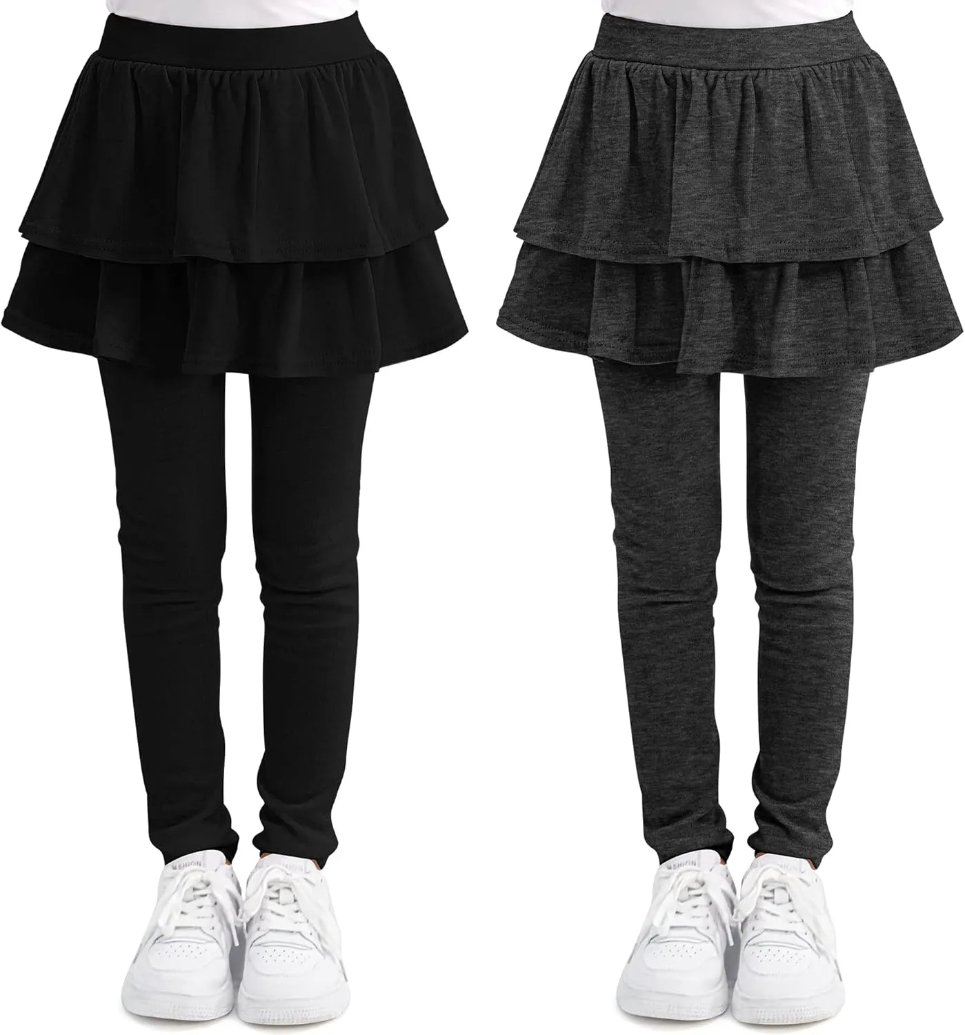 Cooraby 1/2/3 Pack Girls Leggings Toddler Girl Pants School Uniform Pants Warm Stretchy Skirt Leggings for Girls 2-14 Years