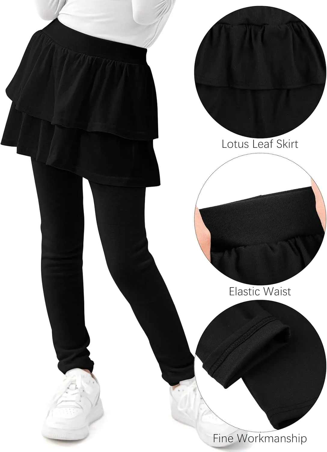 Cooraby 1/2/3 Pack Girls Leggings Toddler Girl Pants School Uniform Pants Warm Stretchy Skirt Leggings for Girls 2-14 Years