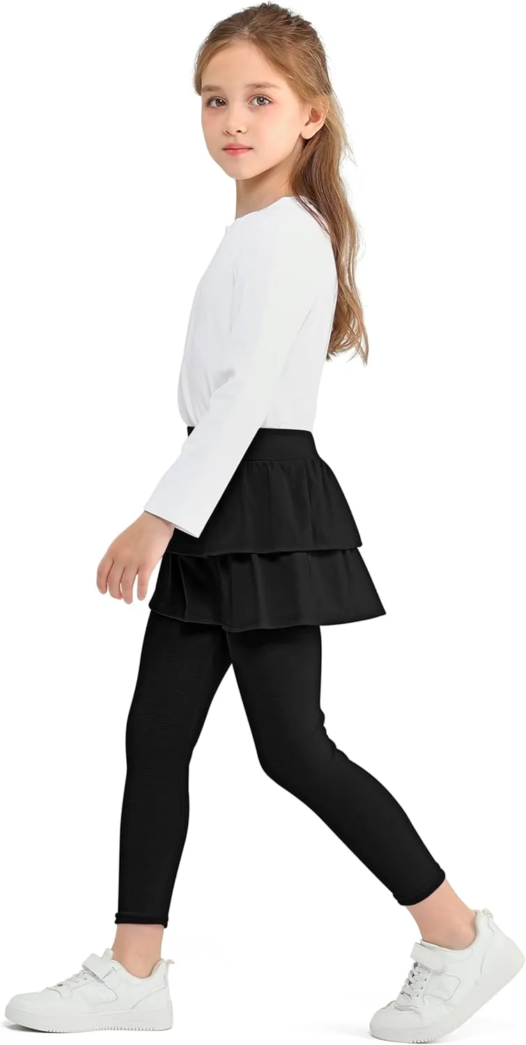 Cooraby 1/2/3 Pack Girls Leggings Toddler Girl Pants School Uniform Pants Warm Stretchy Skirt Leggings for Girls 2-14 Years