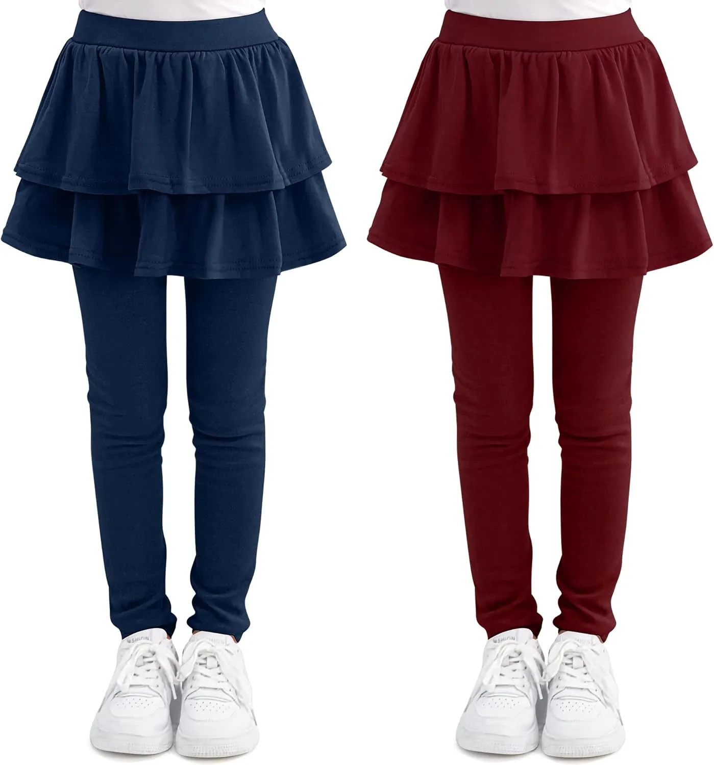 Cooraby 1/2/3 Pack Girls Leggings Toddler Girl Pants School Uniform Pants Warm Stretchy Skirt Leggings for Girls 2-14 Years