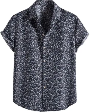 Cotton T-Shirt Shirt Sleeve Casual Blouse Printed Short Mens Men's Blouse Fit Shirt