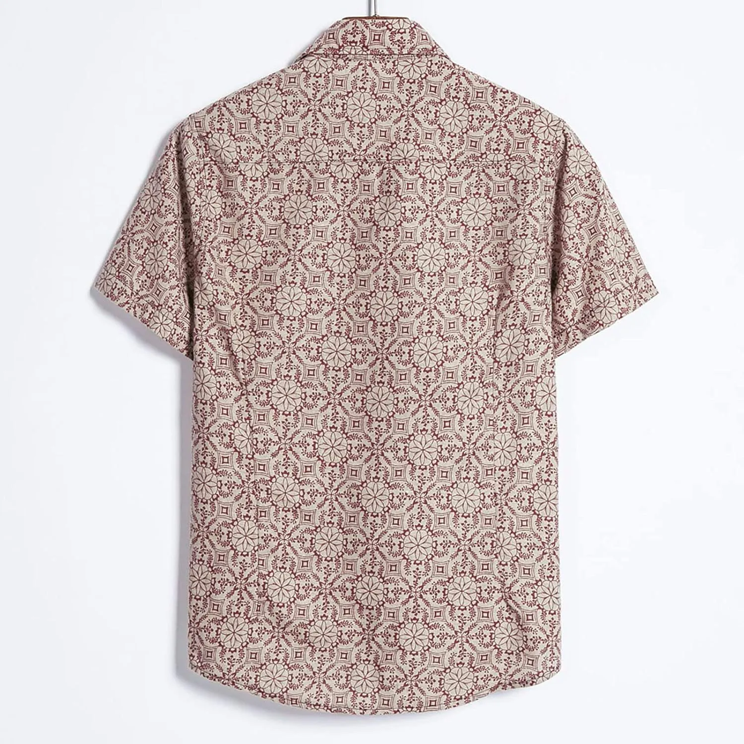 Cotton T-Shirt Shirt Sleeve Casual Blouse Printed Short Mens Men's Blouse Fit Shirt