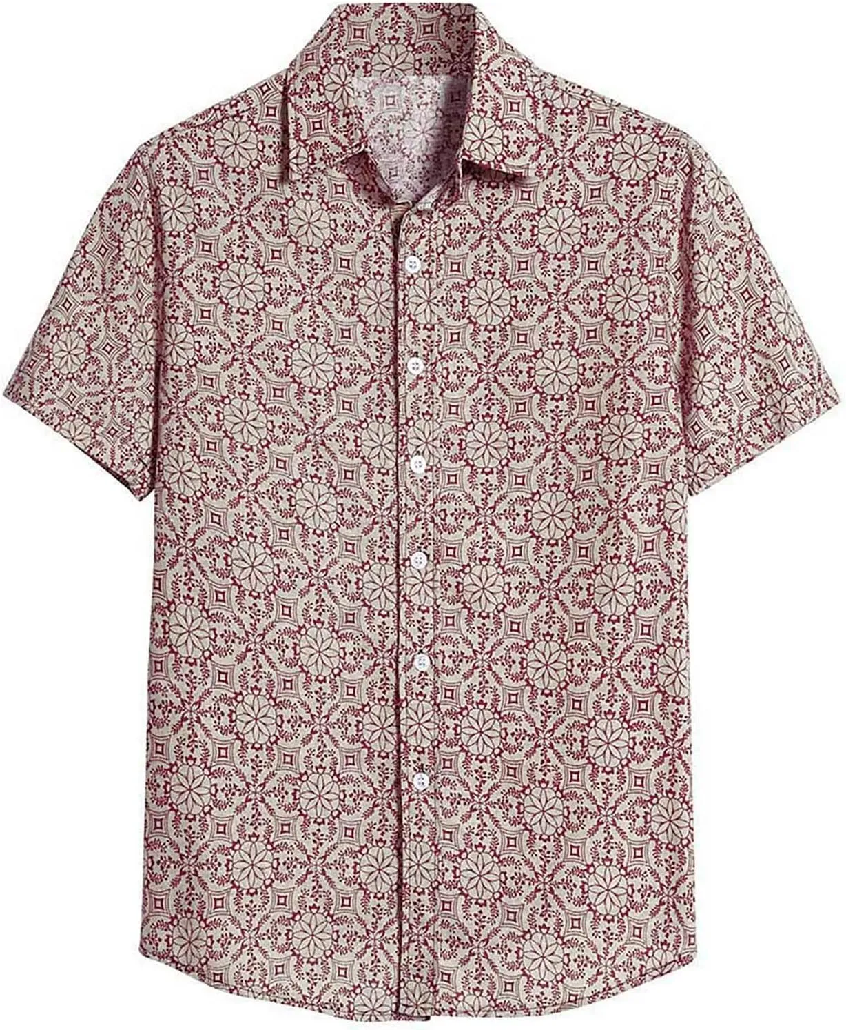 Cotton T-Shirt Shirt Sleeve Casual Blouse Printed Short Mens Men's Blouse Fit Shirt