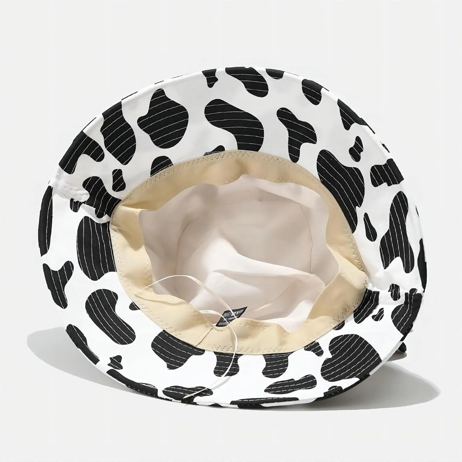Cow Print Bucket Hat with Cute Horn Ears Cow Print Summer Beach Sun Hat Fisherman's Cow Bucket Hat