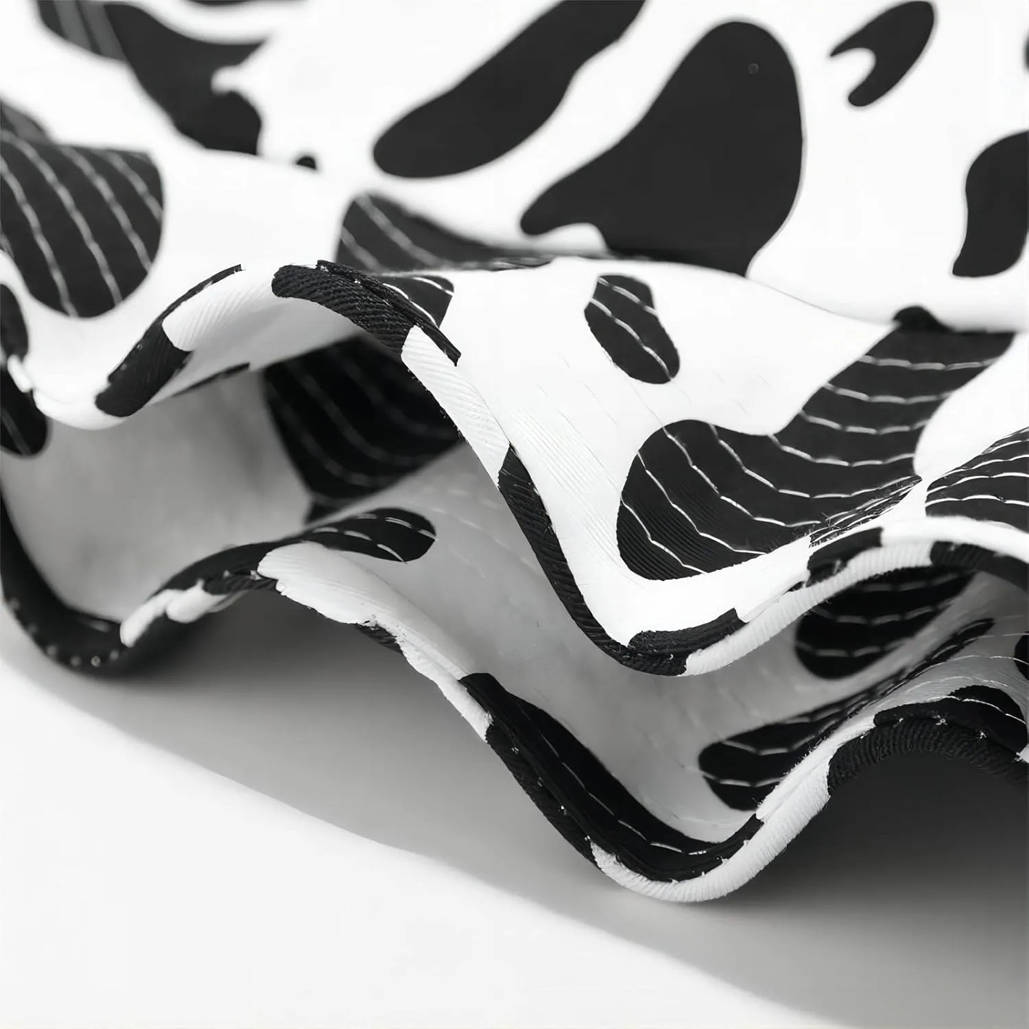 Cow Print Bucket Hat with Cute Horn Ears Cow Print Summer Beach Sun Hat Fisherman's Cow Bucket Hat