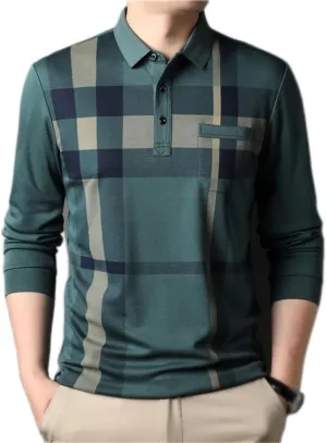 CSCDD Striped Shirt Men's Long Sleeve T-Shirt Men's Business Casual Tops T-Shirt