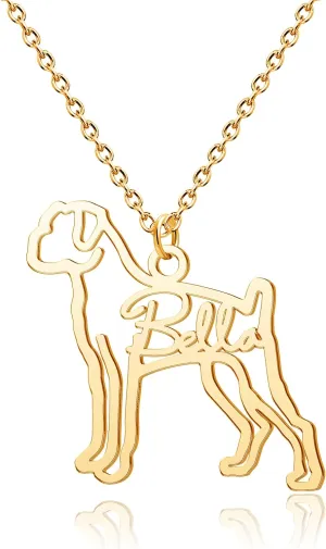 Custom Dog Breeds Portrait Cat Pet Memorial Name Necklace Dainty Animal Pendant Chain Personalized Jewelry Remembrance Gifts for Dog Lover Women Girls