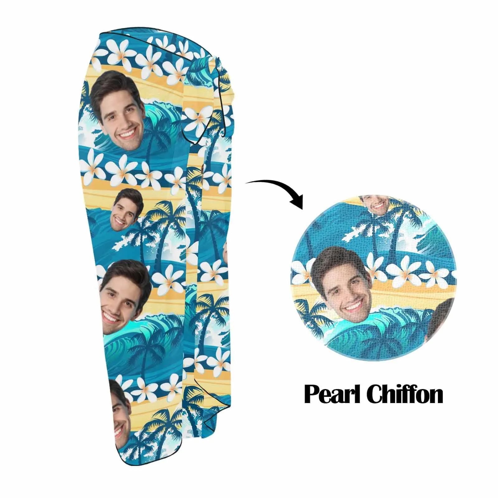 Custom Face Flowers&Tree Long Sarongs Beach Wrap Personalized Bikini Cover Up