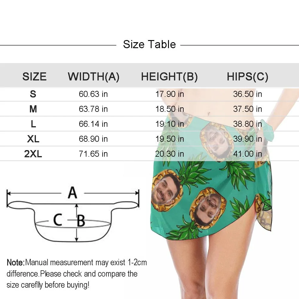 Custom Face Retro Printing Swim Bikini Cover Up Personalised Short Sarongs Beach Wrap For Women Girls