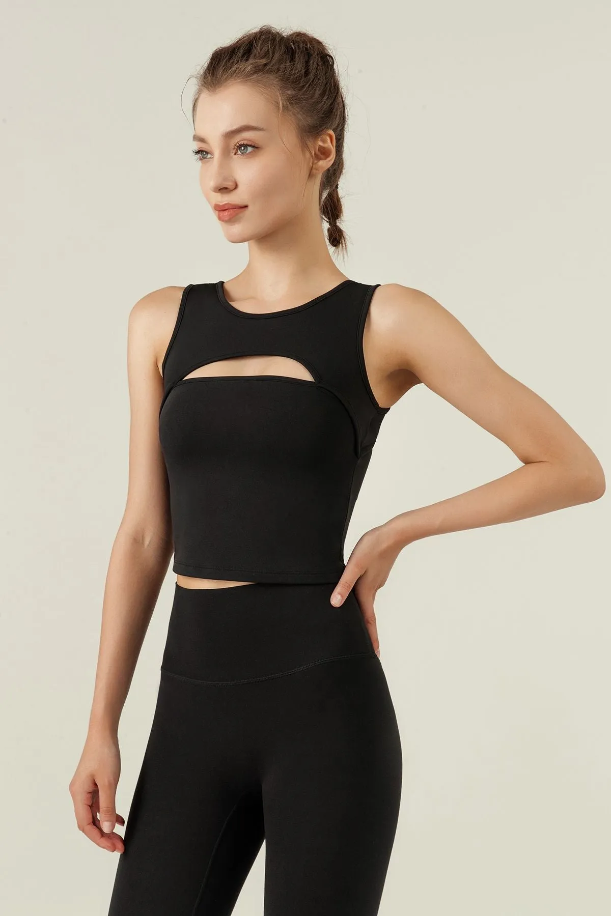 Cutout Tank Tops with Built-In Bra