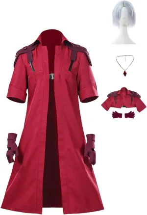 Dante Cosplay Jacket Devil Slayer Costume DMC Dante Hayashi Necklace Wig Coat Gloves Outfit Red Windbreaker Halloween Suit