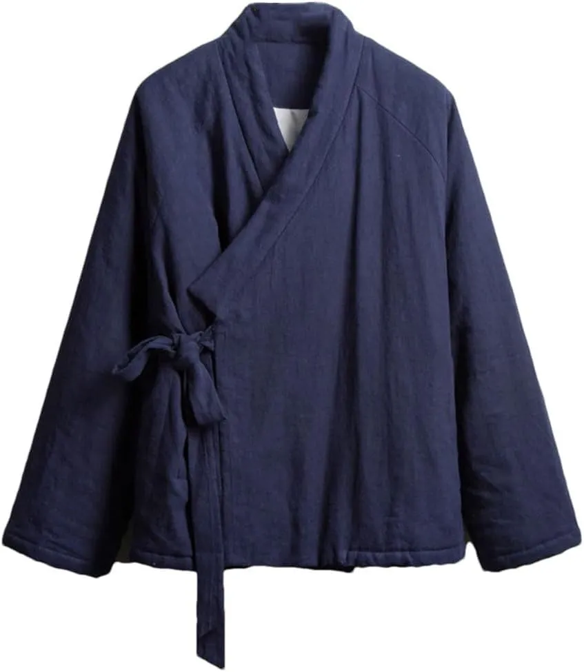 DBFBDTU Men Chinese Cotton Padded Jackets Vintage Jacket Loose Thick Coat Solid Long Sleeved Uniform