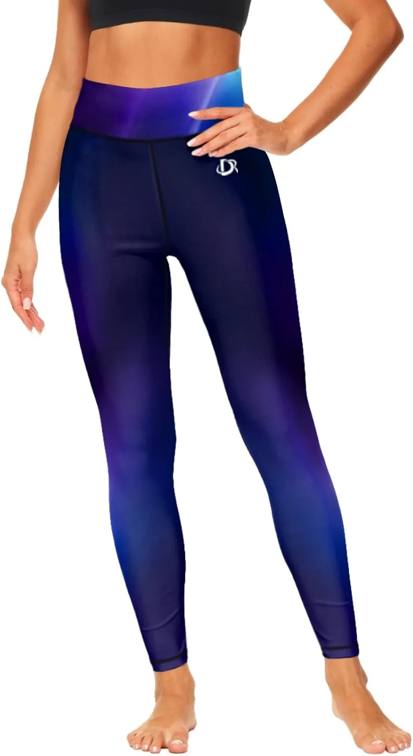Deerose Print Swim Pants for Women Sun Protection High Waisted Swimming Leggings Rash Guard Pants