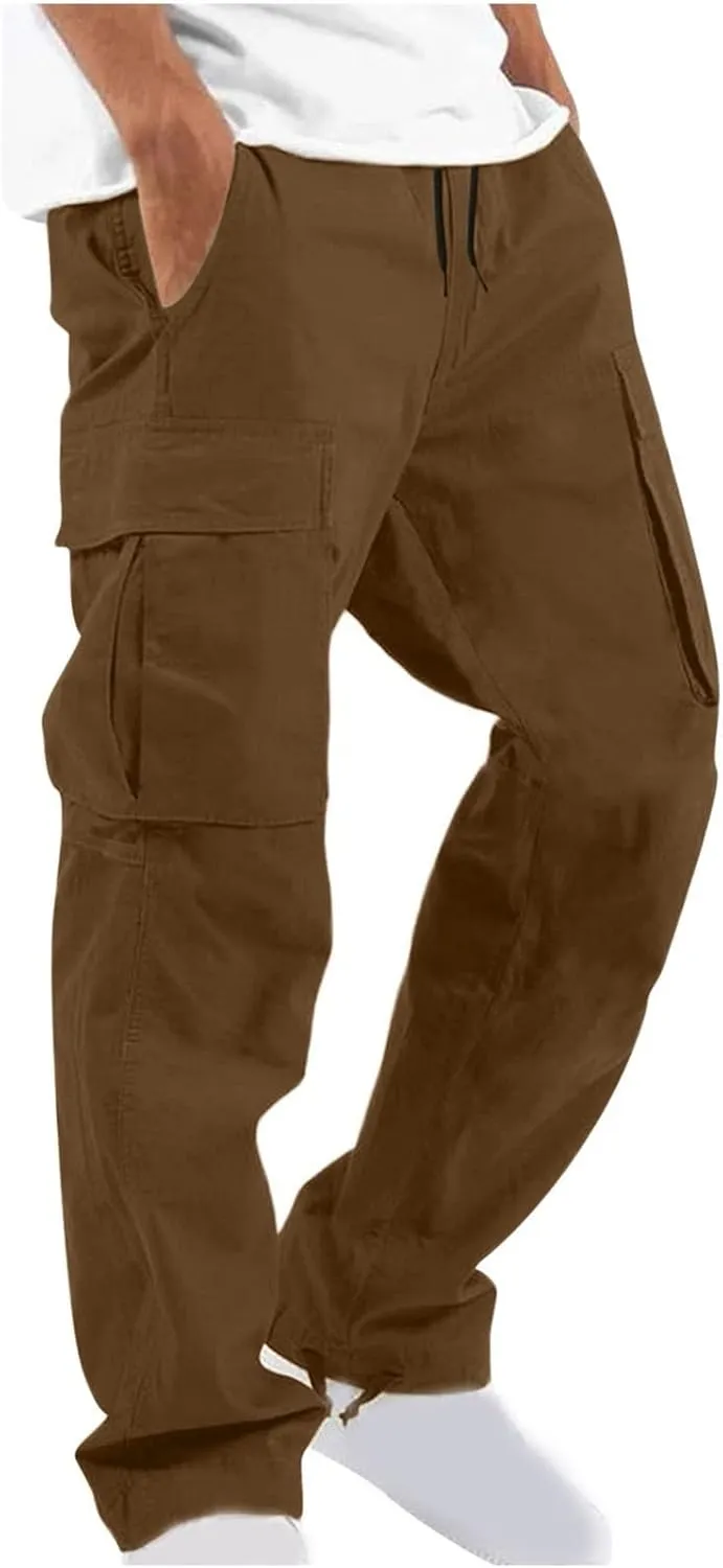 Dgoopd Cargo Pants for Men Stretch Hiking Pants Lightweight Tactical Pant Straight Leg Cargo Joggers Pants Outdoor Work Pants
