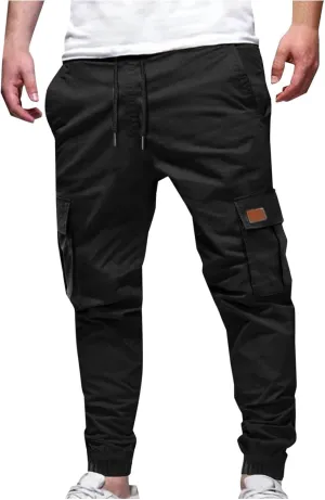 Dgoopd Men's Cargo Pants Casual Elastic Waist Pants Loose fit Jogger Pants Outdoor Hiking Pants Athletic Gym Pants