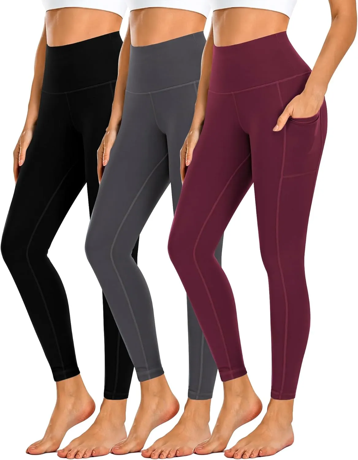Dimore 4 Pack Workout Leggings for Women with Pockets,High Waisted Tummy Control Yoga Pants for Workout Running
