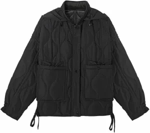 Disimlarl Women's Stand Collar Drawstring Design Cotton-Padded Jacket Jacket Short Cotton-Padded Coat