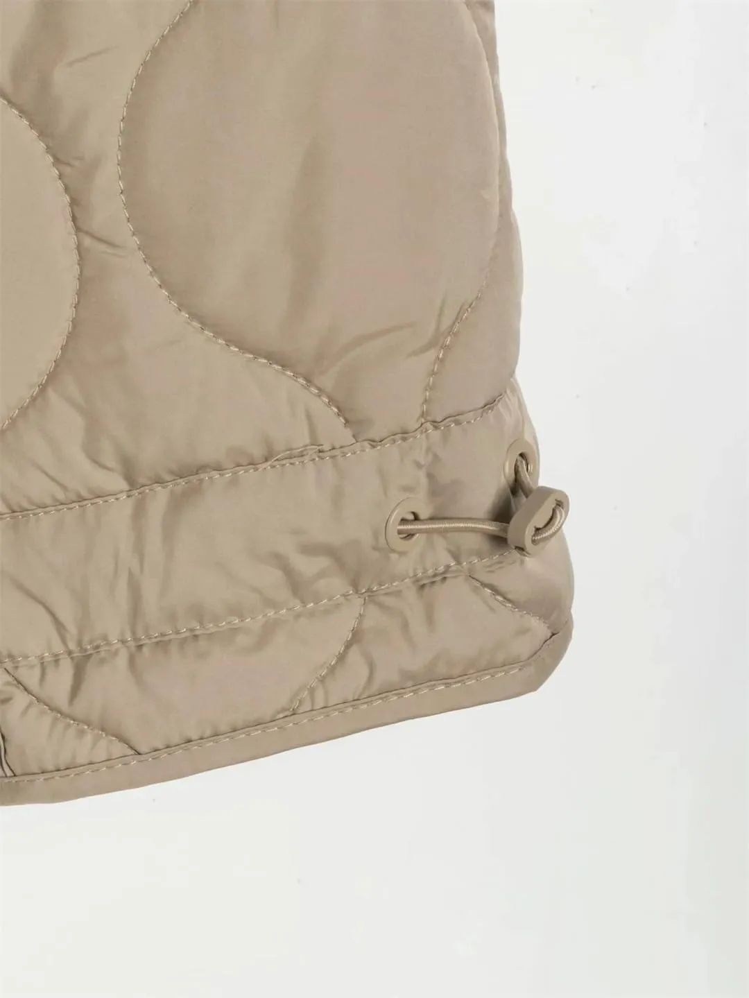 Disimlarl Women's Stand Collar Drawstring Design Cotton-Padded Jacket Jacket Short Cotton-Padded Coat