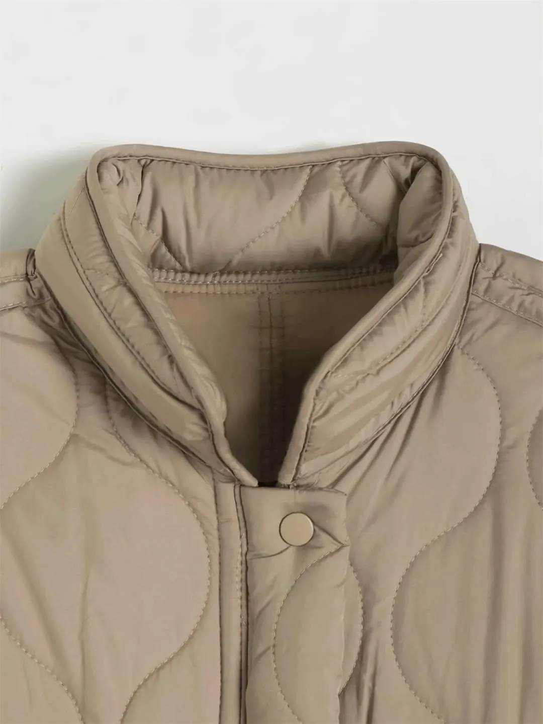 Disimlarl Women's Stand Collar Drawstring Design Cotton-Padded Jacket Jacket Short Cotton-Padded Coat
