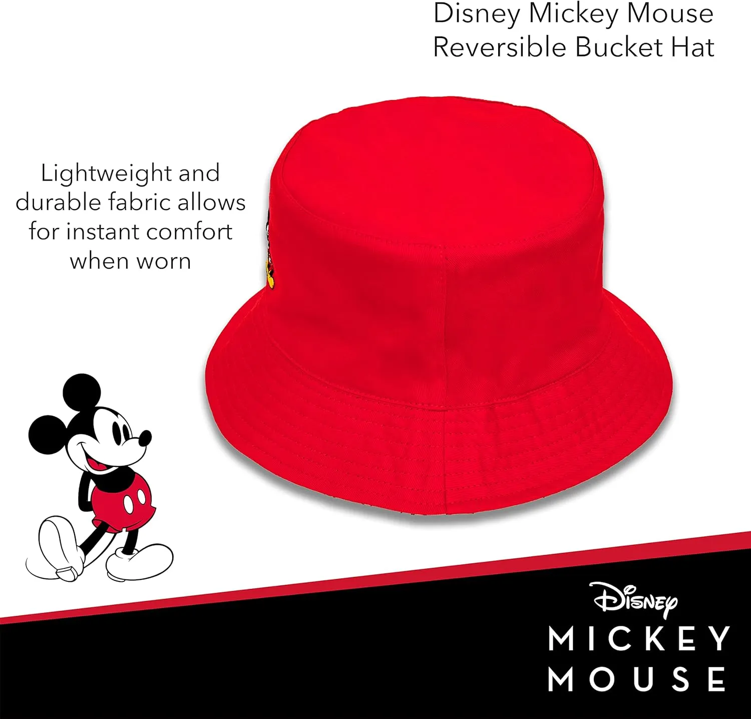 Disney Mickey Mouse Bucket Hat, Packable Travel Hat