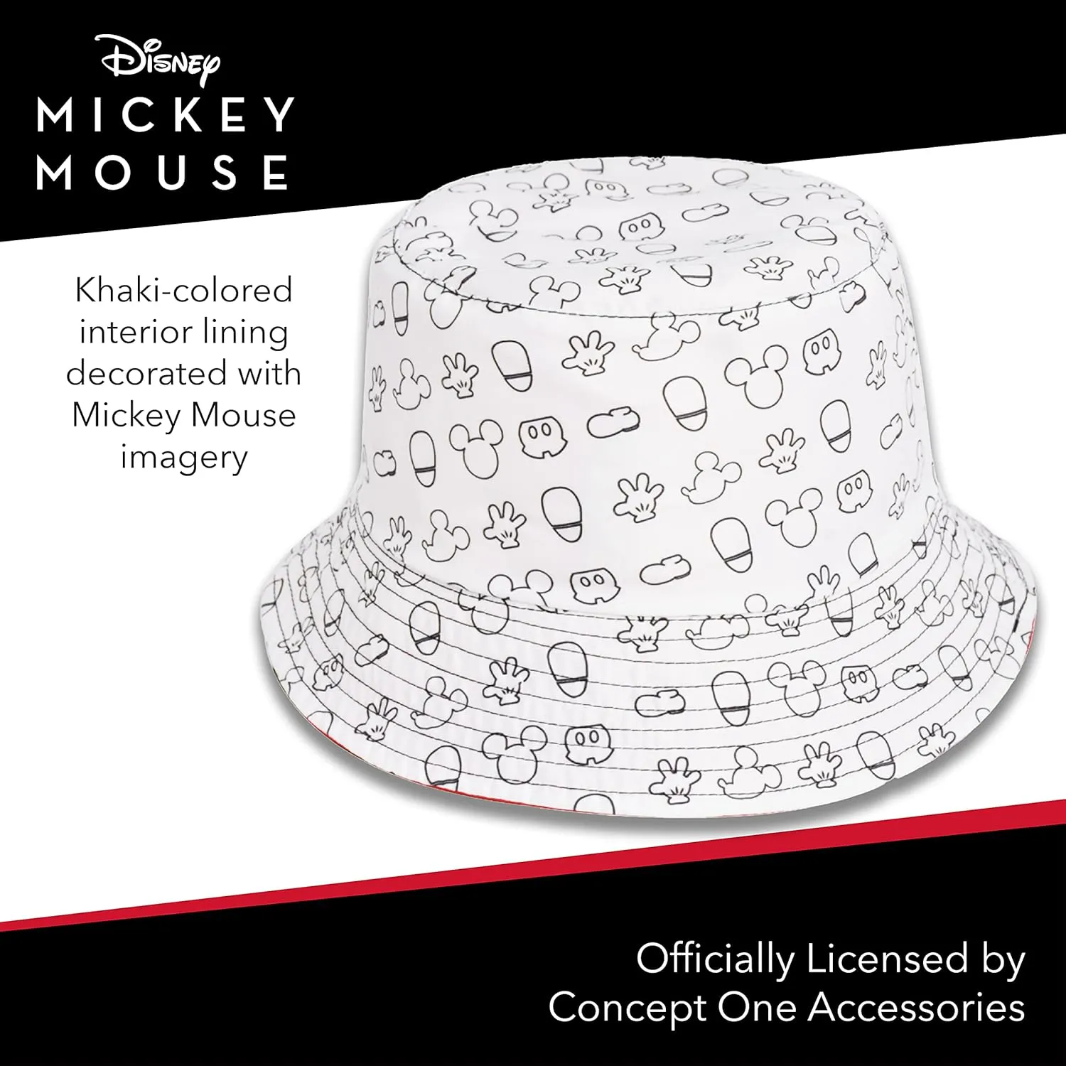 Disney Mickey Mouse Bucket Hat, Packable Travel Hat