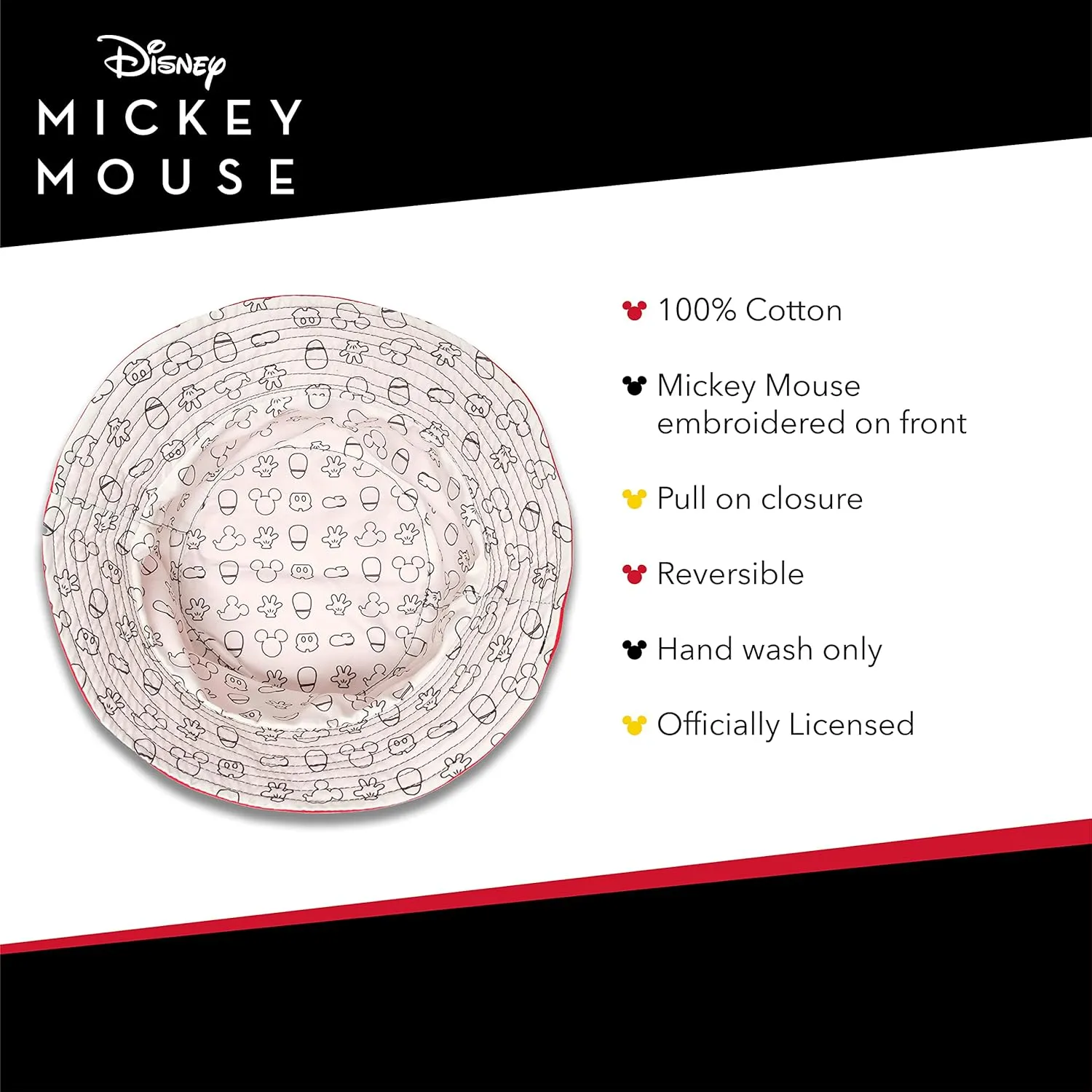 Disney Mickey Mouse Bucket Hat, Packable Travel Hat