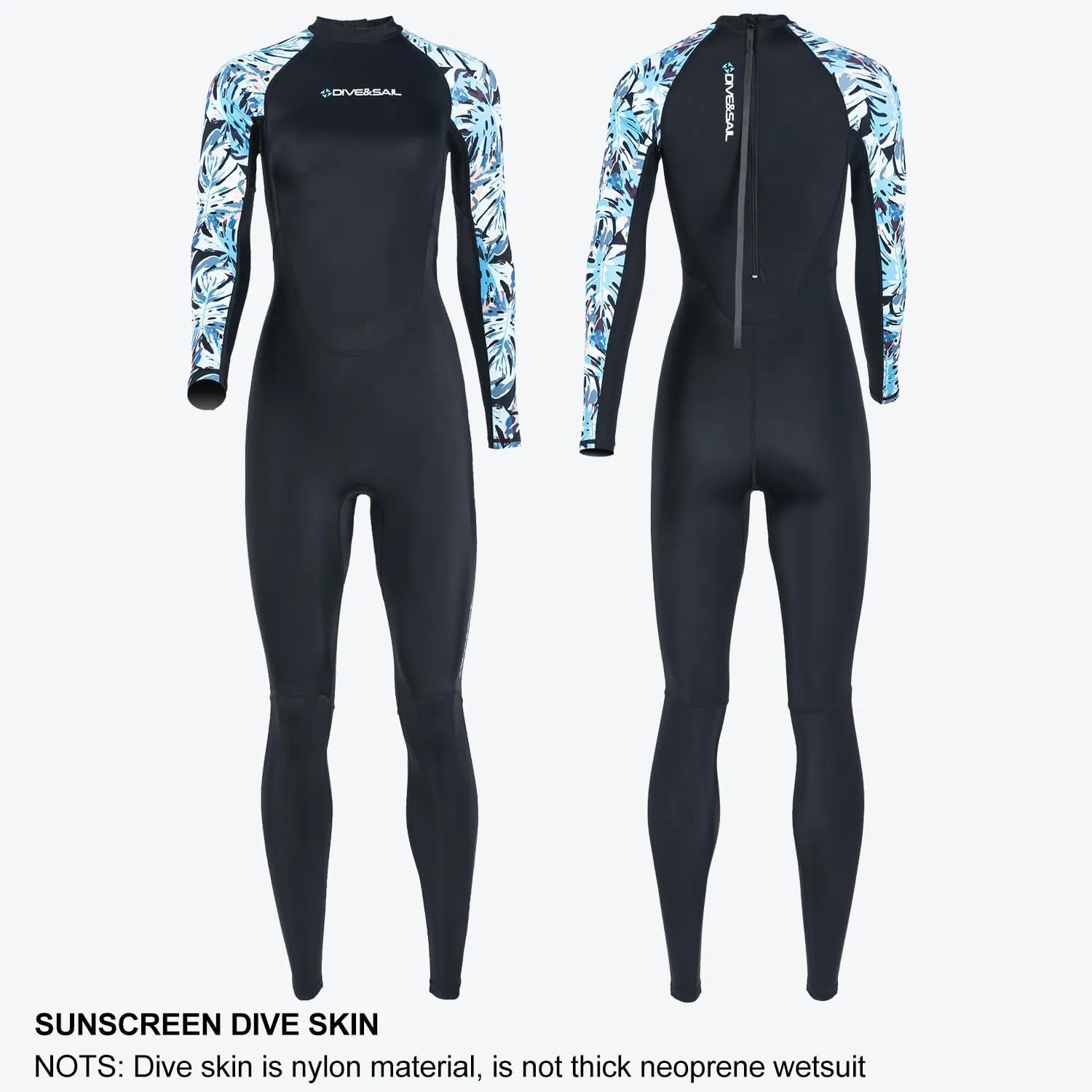 Dive Skin Full Body Rash Guard for Women Men Swimsuit Wetsuit Sport Skin Front Zipper One Piece for Diving Surfing Kayaking