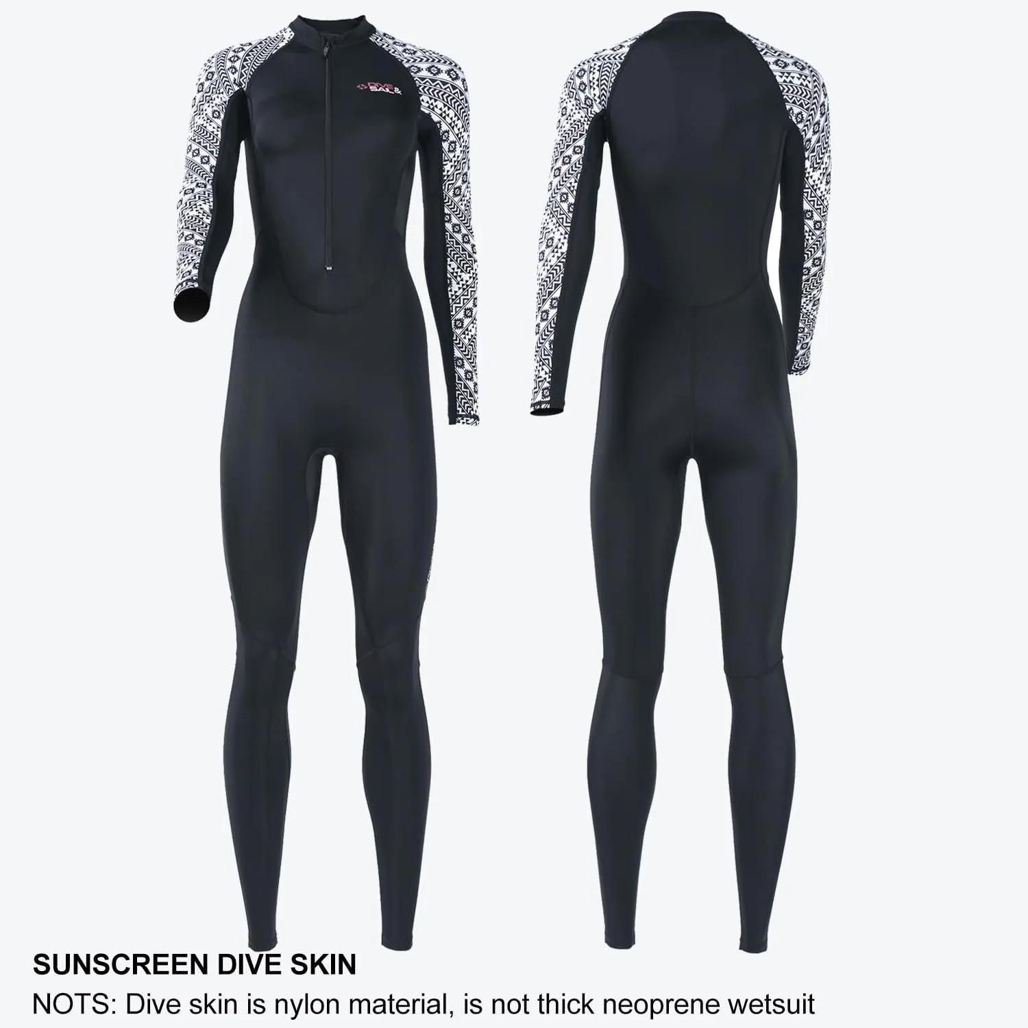 Dive Skin Full Body Rash Guard for Women Men Swimsuit Wetsuit Sport Skin Front Zipper One Piece for Diving Surfing Kayaking