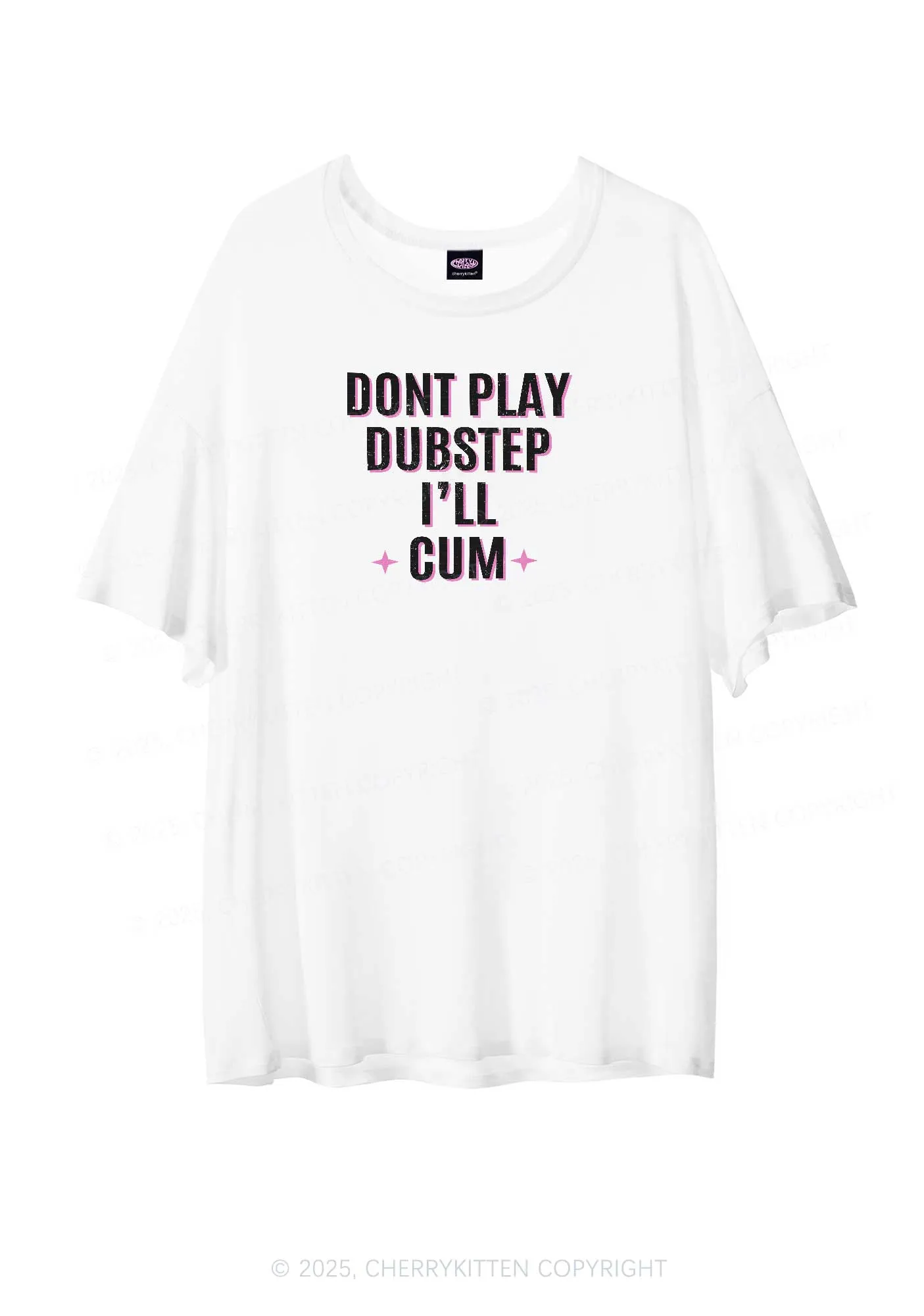 Dont Play Dubstep Y2K Sheer Boyfriend Tee Cherrykitten