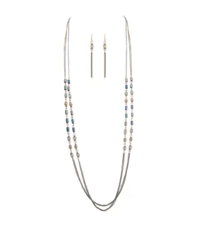 Double Chain Necklace Set in Gold & Grey