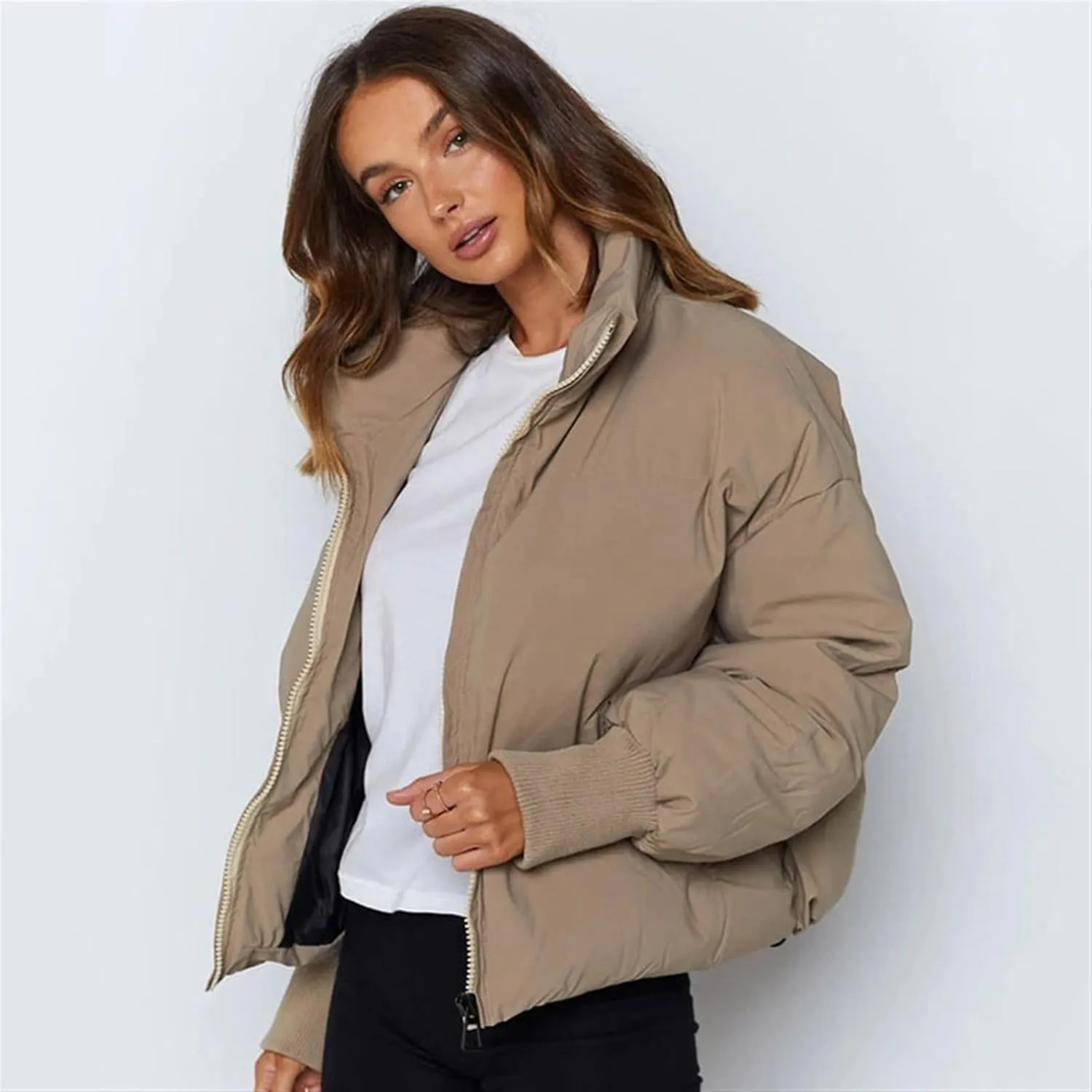 Down jacket women Autumn Winter Jacket Women Thicken Warm Solid Casual Cotton-padded Outerwear Bubble Coats