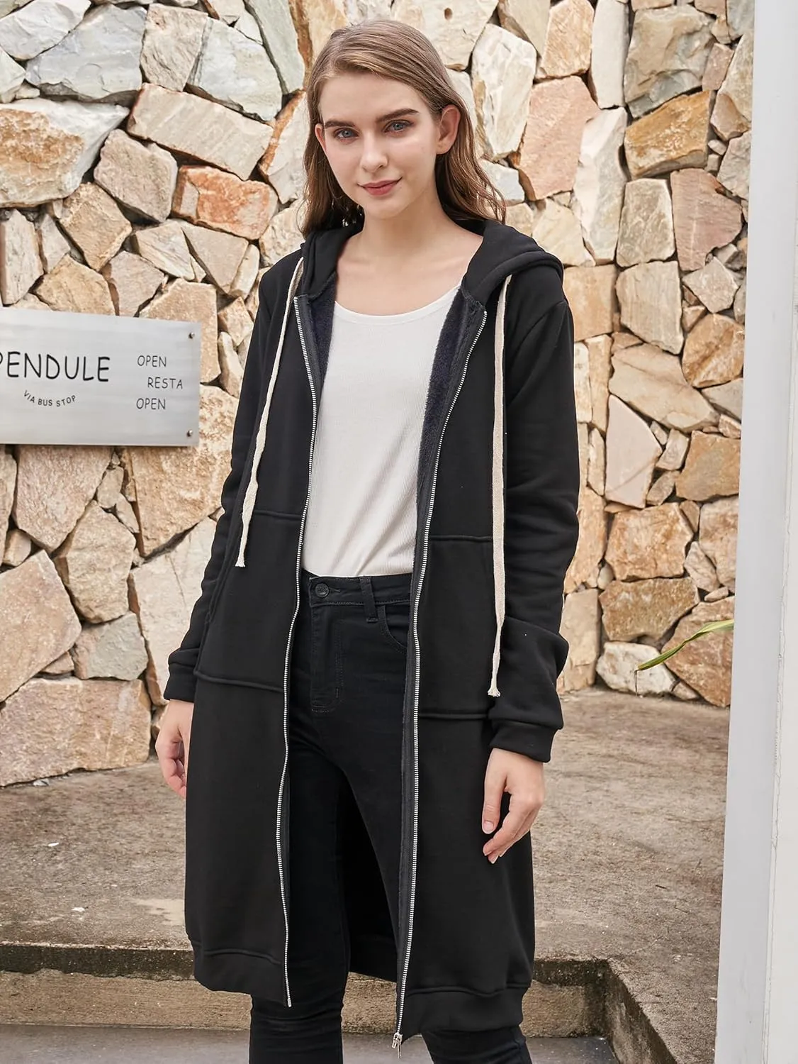 DUOYANGJIASHA Womens Hoodies Fashion Sweatshirts: Full Zip Up Winter Fleece Pullover Hoodies Fall Long Jackets with Pockets
