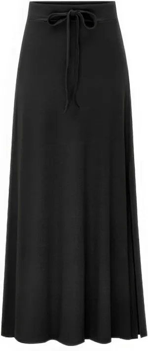 ebossy Women's Stretchy Rib Knit Long Skirt High Waist Side Slit Solid Slim Spring Fall Maxi Skirt