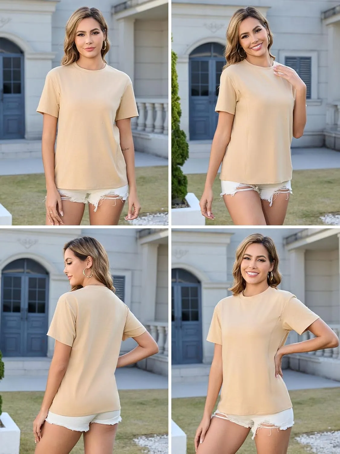 Ecavus Women's 3-Pack Nursing Shirts for Breastfeeding with Hidden Zippers Loose Fit Maternity Tops