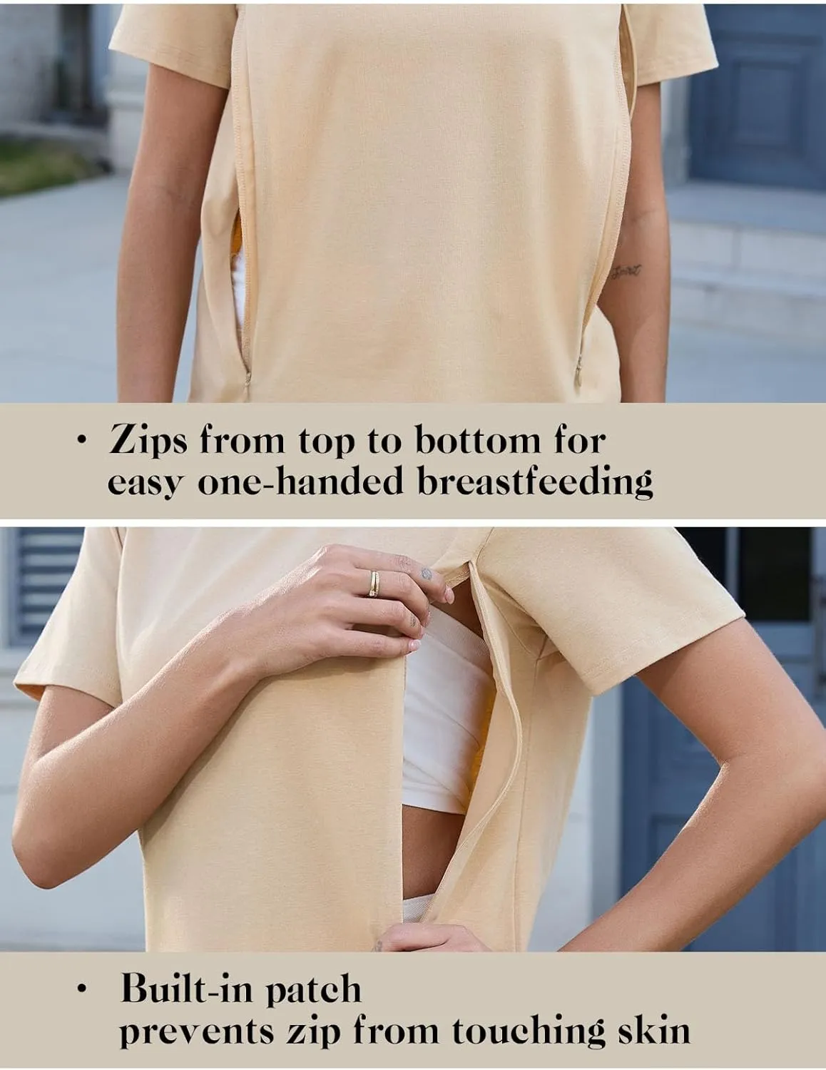 Ecavus Women's 3-Pack Nursing Shirts for Breastfeeding with Hidden Zippers Loose Fit Maternity Tops