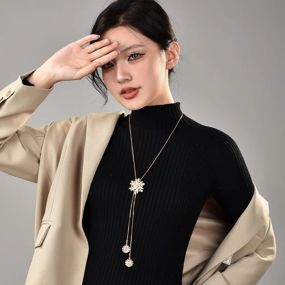 Elegant 2-in-1 Brooch Pins for Women with Chain- Fashion Rhinestone Brooch Pin& Pendant Jewelry for Ladies Shawl Sweater Brooch and Pin for Women