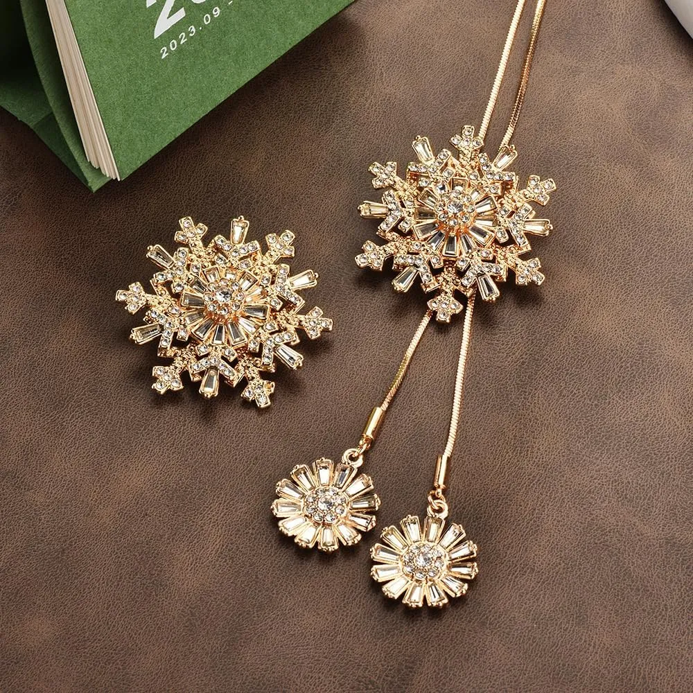 Elegant 2-in-1 Brooch Pins for Women with Chain- Fashion Rhinestone Brooch Pin& Pendant Jewelry for Ladies Shawl Sweater Brooch and Pin for Women
