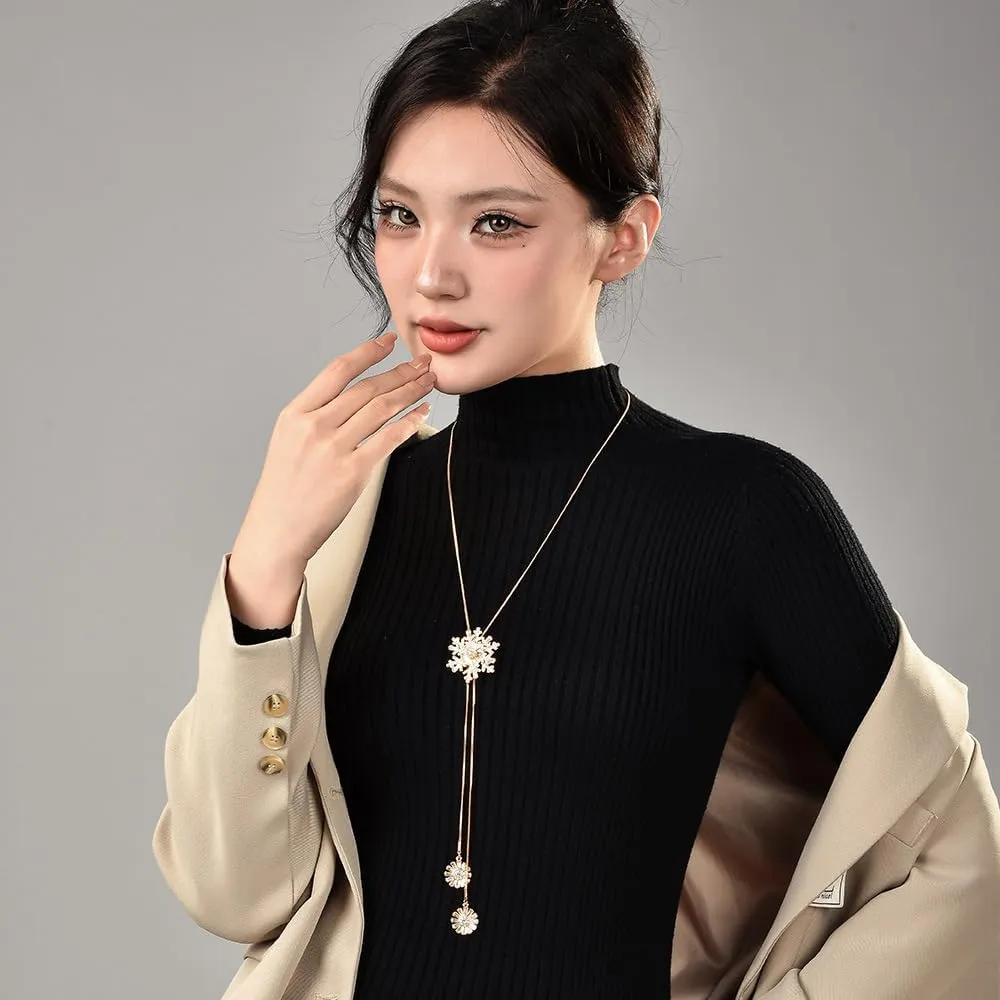 Elegant 2-in-1 Brooch Pins for Women with Chain- Fashion Rhinestone Brooch Pin& Pendant Jewelry for Ladies Shawl Sweater Brooch and Pin for Women