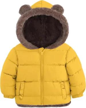 Enlifety 6M-5T Baby Toddler Winter Fleece Coat Boys Girls Cute Bear Ear Hooded Jackets with Pockets